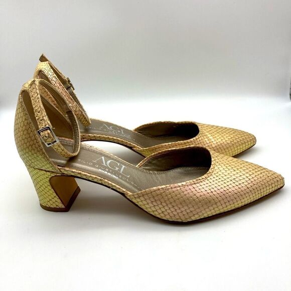 AGL Attilio Giusti Leombruni D’Orsay Shim Snake Marble Heels SZ 39/8,5 Italy - Picture 4 of 13